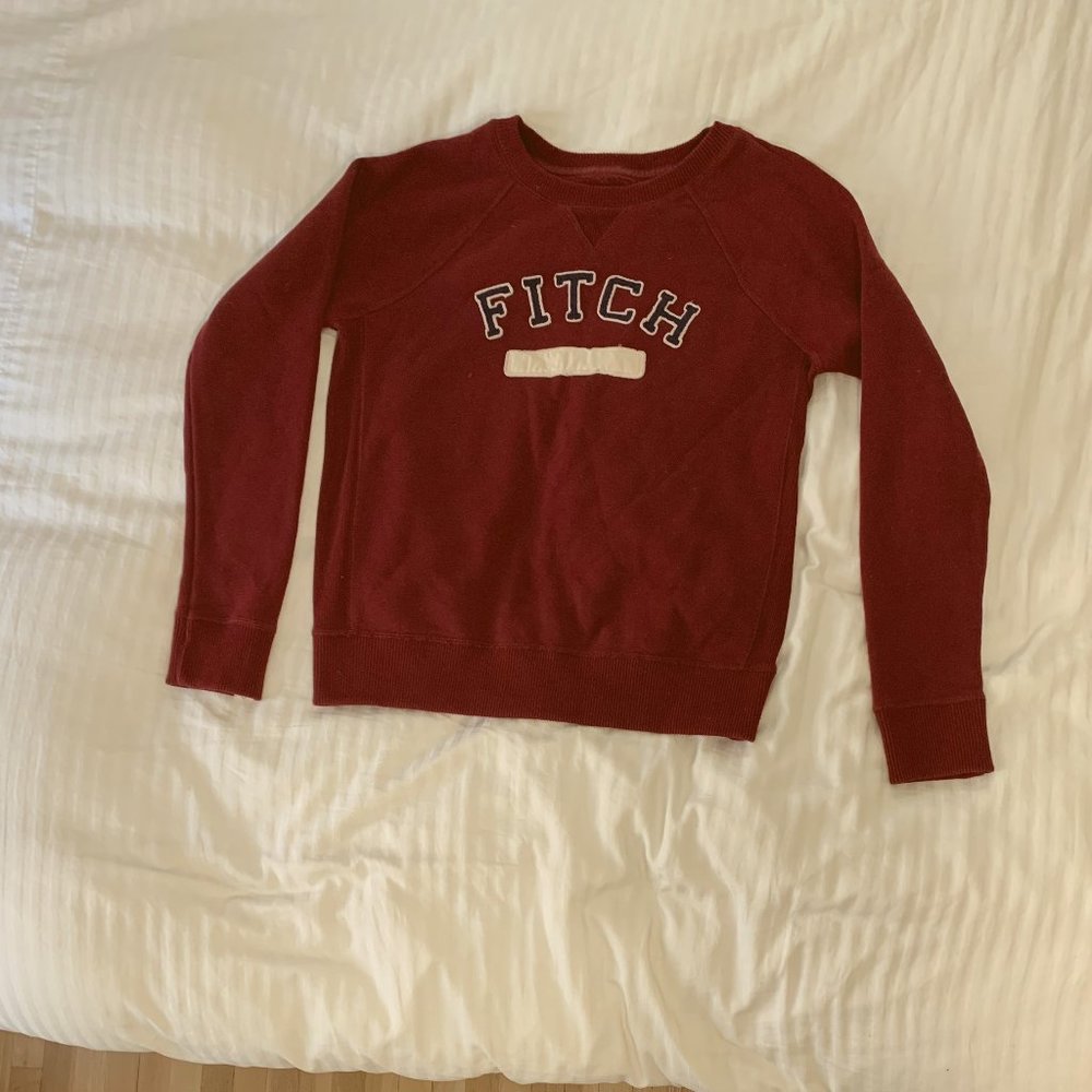 Burgundy A&F Crew Sweatshirt - Size Large